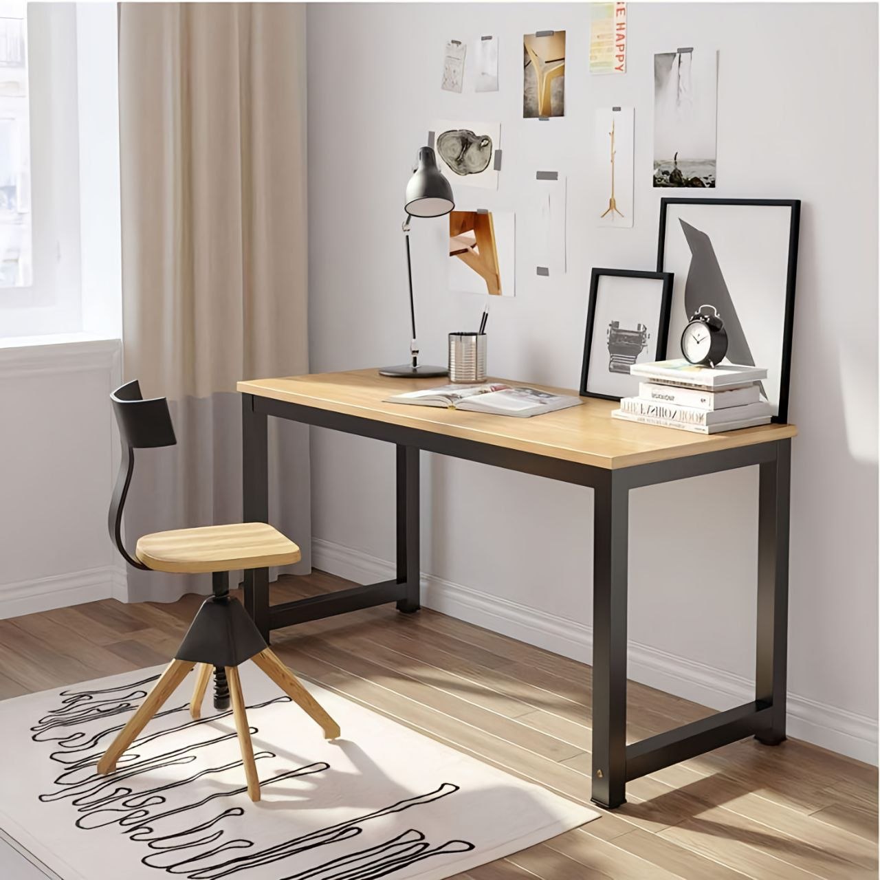 Desk Wooden & Black - 160 x 60 x 75 cm - WDSK48