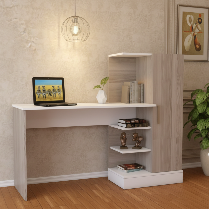 Desk Wooden & White - 140 x 50 x 140 cm - WDSK49