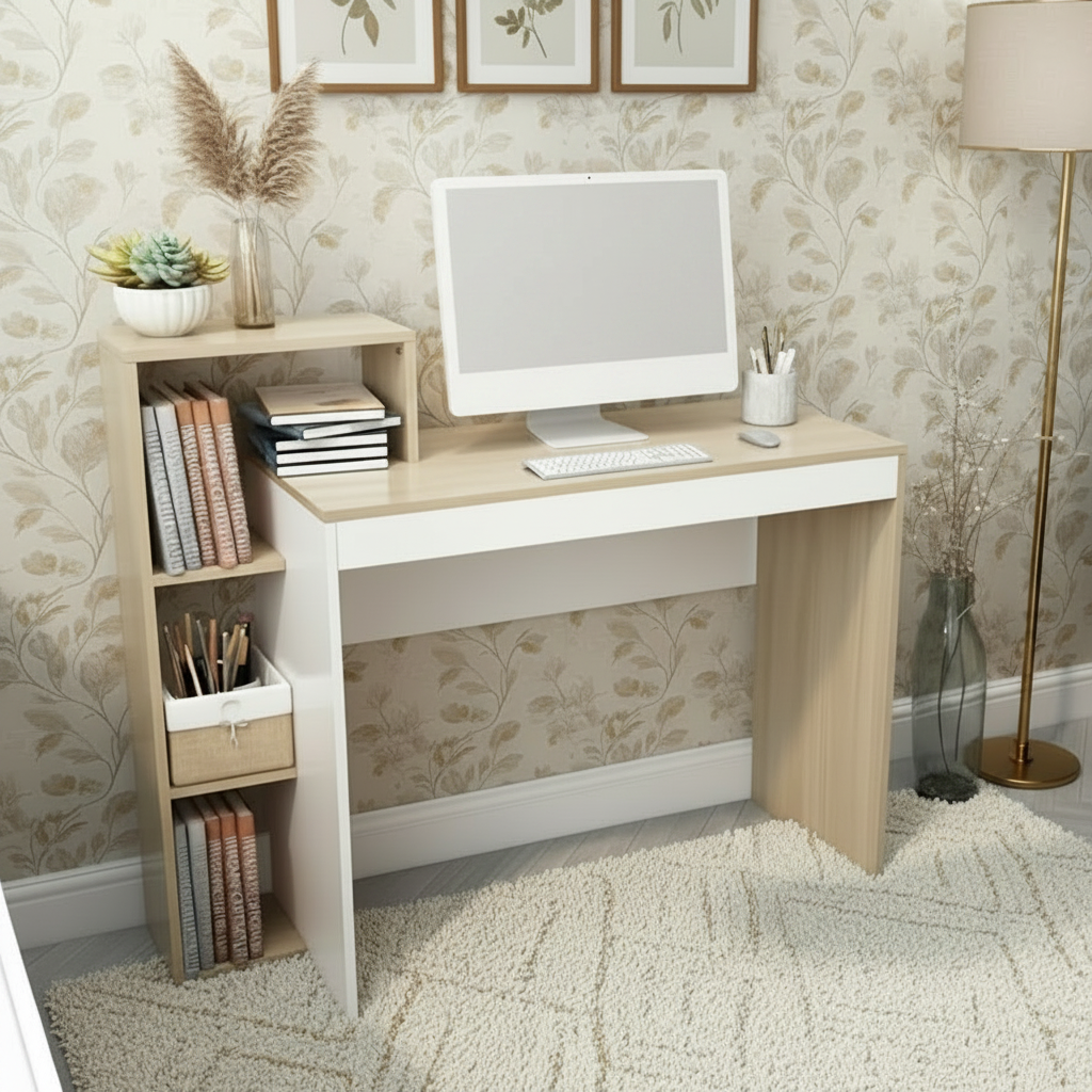 Desk Wooden & White - 100 x 50 x 80 cm - WDSK51
