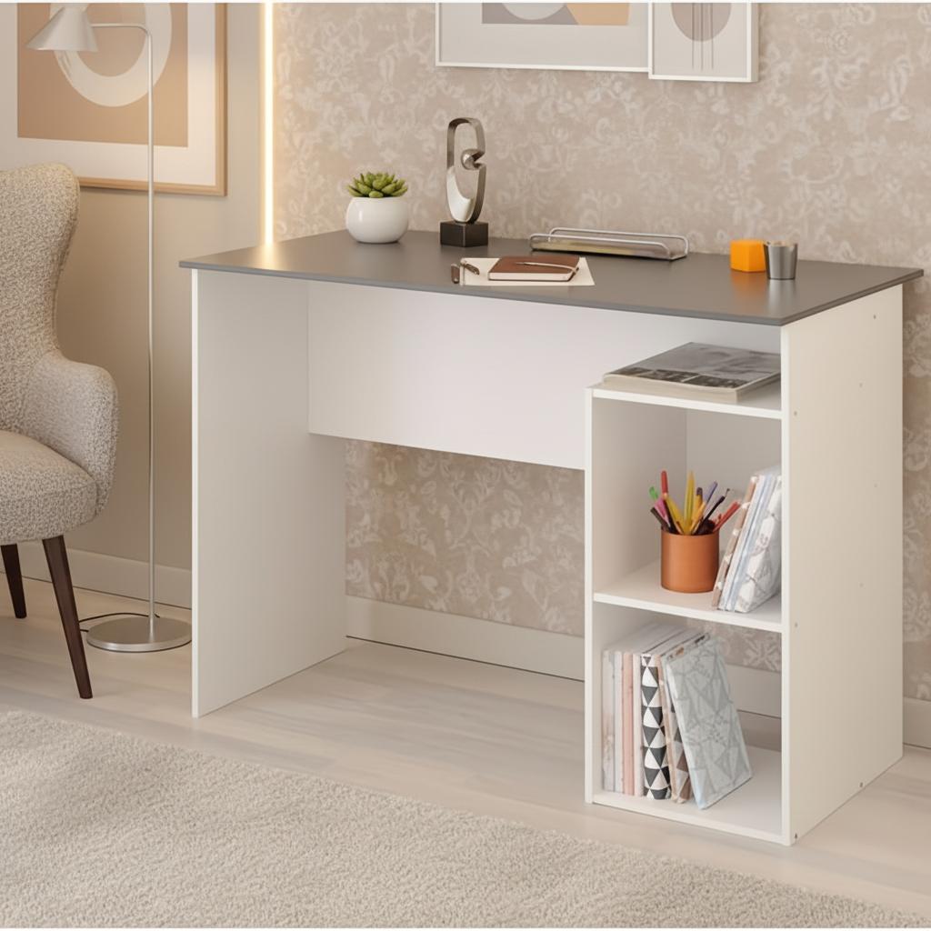 Desk White & Grey - 100 x 50 x 80 cm - WDSK54