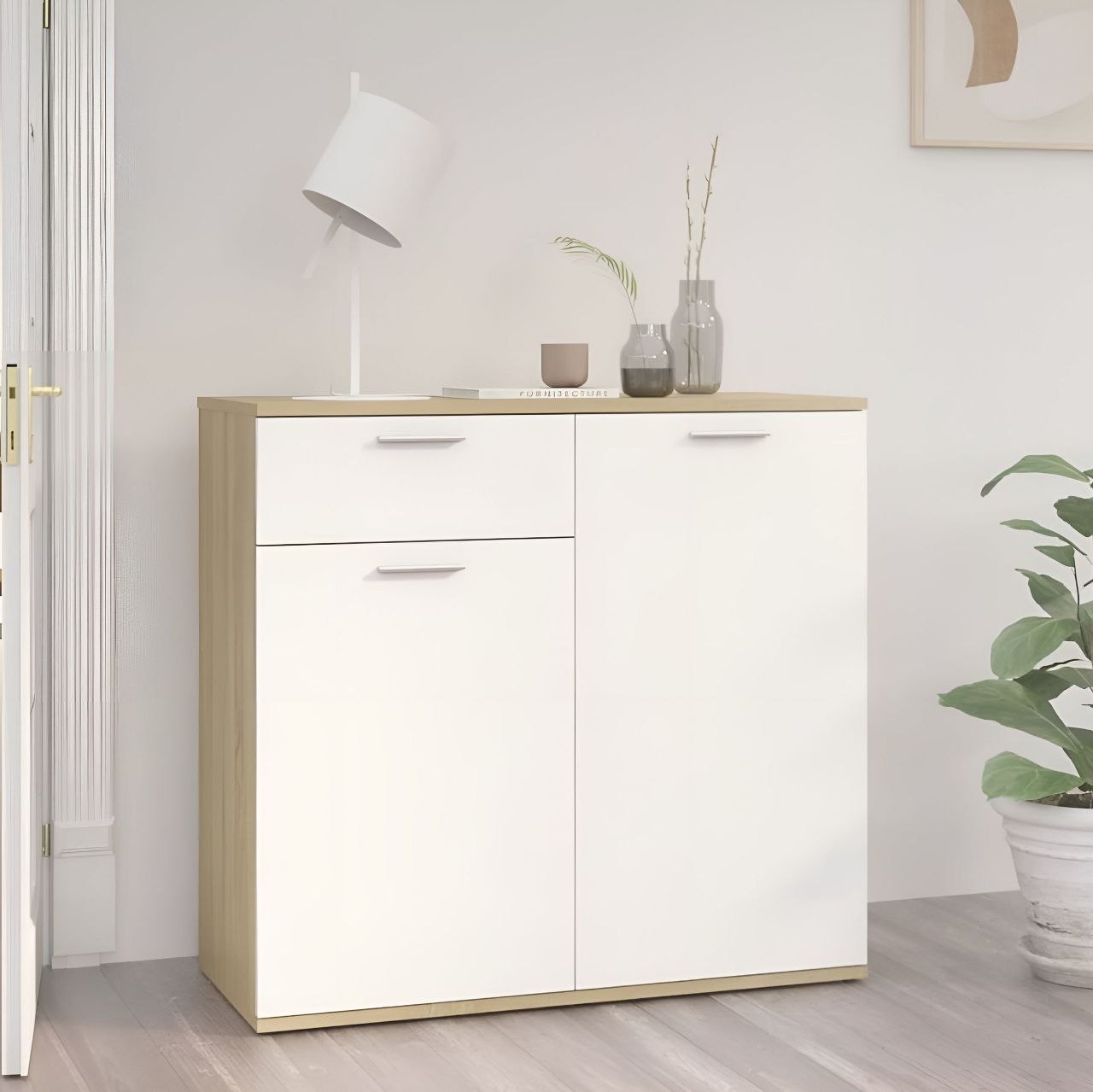 Shoe Closet White & Wooden - 100 x 40 x 100 cm - WSH15