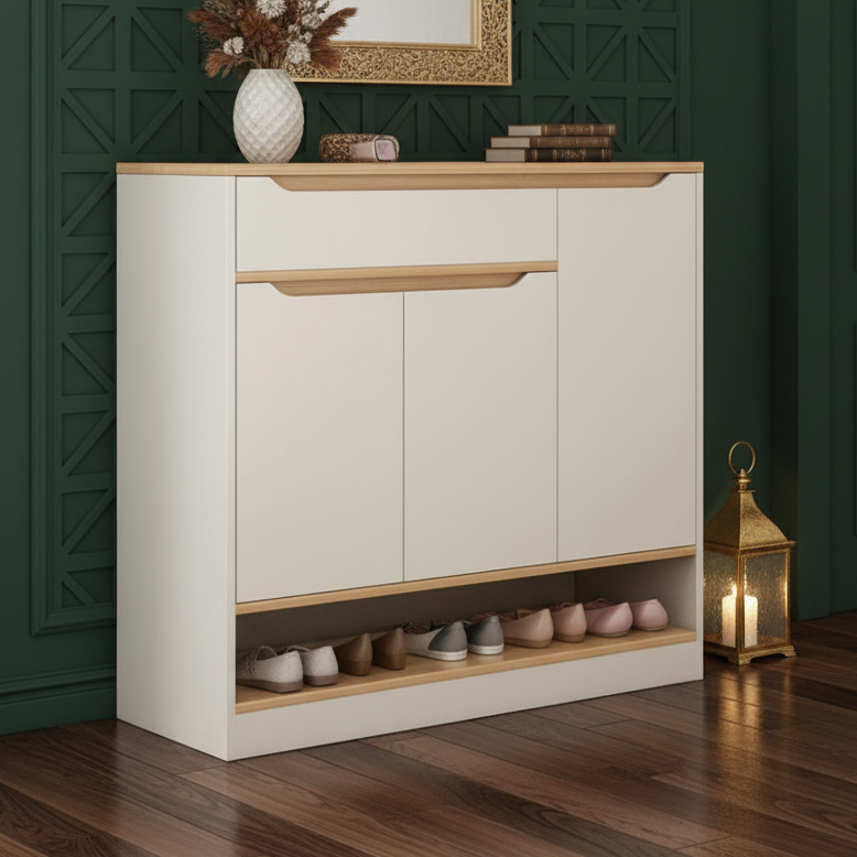 Shoe Closet White & Wooden - 80 x 40 x 100 cm - WSH18