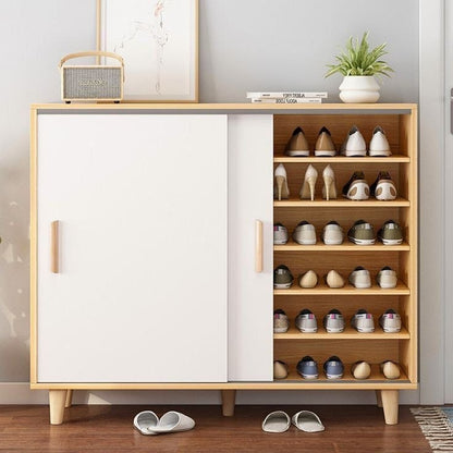 Shoe Closet White & Wooden - 120 x 40 x 100 cm - WSH23