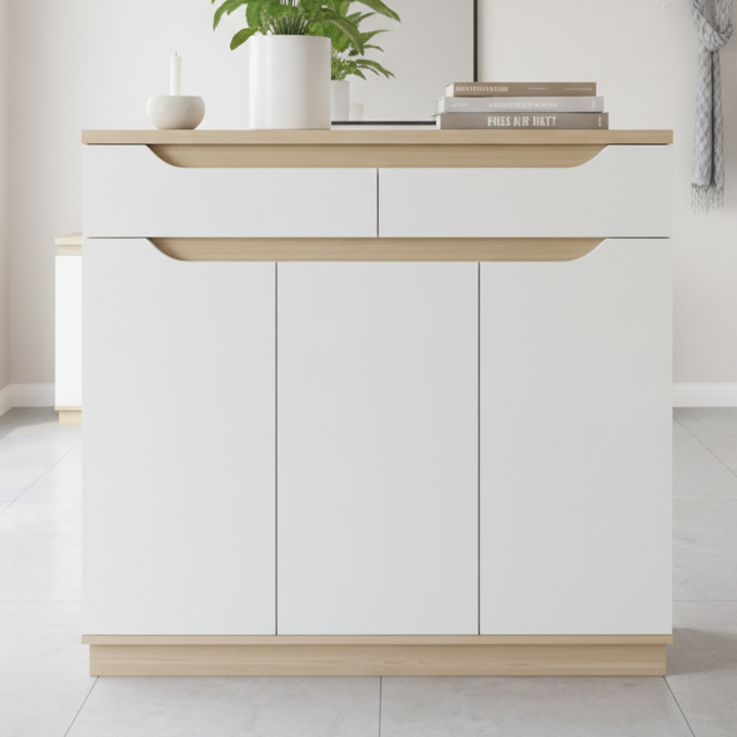 Shoe Closet White & Wooden - 120 x 40 x 100 cm - WSH27