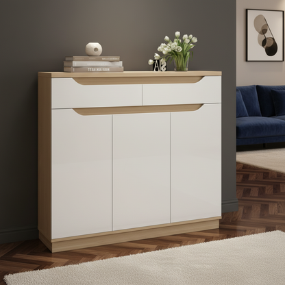 Shoe Closet White & Wooden - 120 x 40 x 100 cm - WSH27