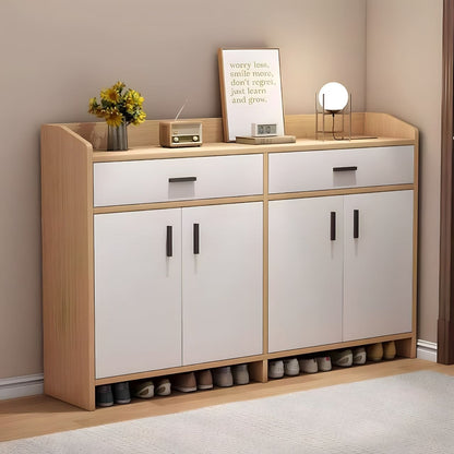 Shoe Closet White & Wooden - 140 x 40 x 110 cm - WSH75