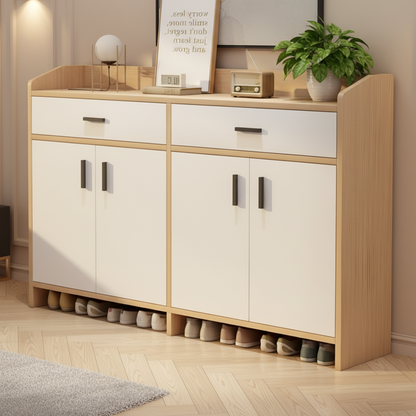 Shoe Closet White & Wooden - 140 x 40 x 110 cm - WSH75