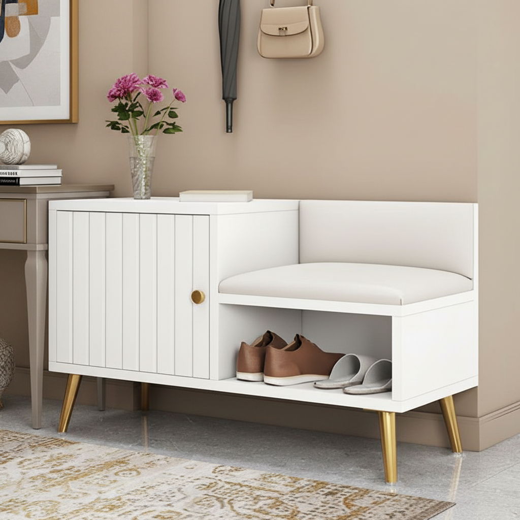 Shoe Closet Gold & White - 100 x 40 x 60 cm - WSH76