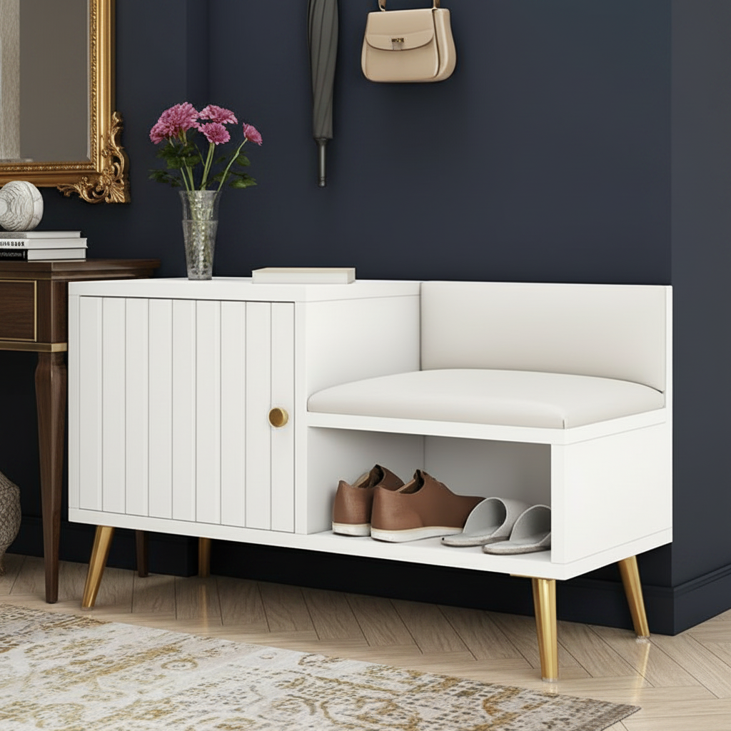 Shoe Closet Gold & White - 100 x 40 x 60 cm - WSH76