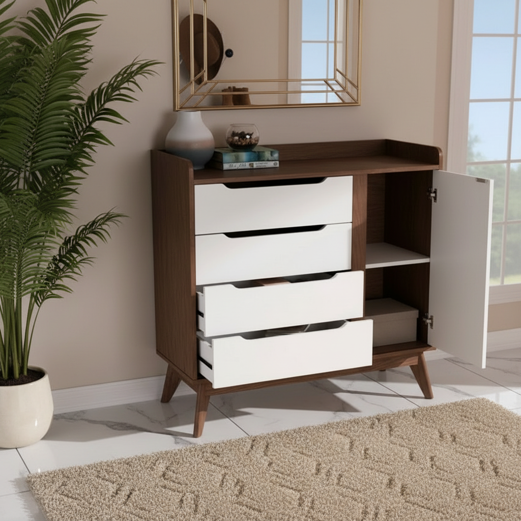 Shoe Closet White & Brown - 90 x 40 x 110 cm - WSH78