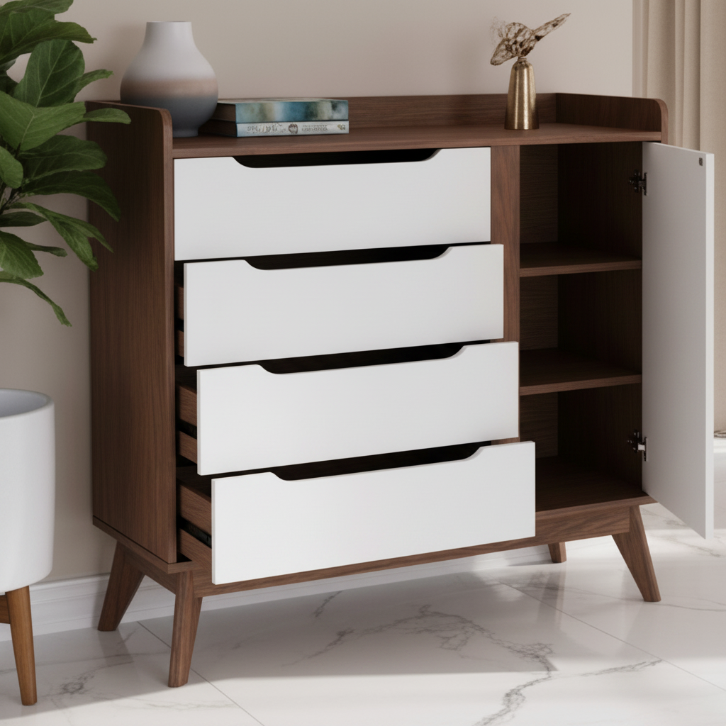 Shoe Closet White & Brown - 90 x 40 x 110 cm - WSH78