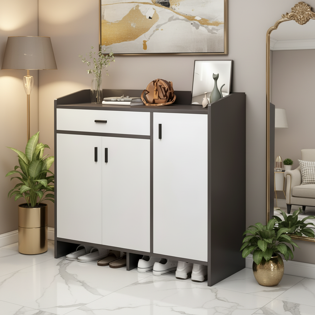 Shoe Closet Gray & White - 120 x 40 x 110 cm - WSH81