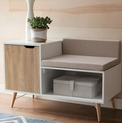 Shoe Closet White & Wooden - 100 x 40 x 70 cm - WSH69