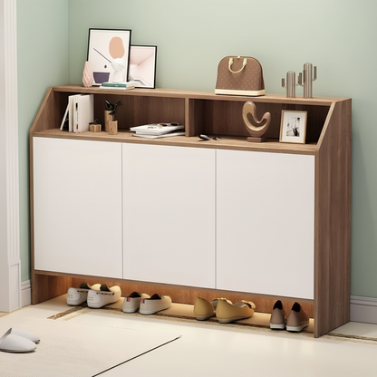 Shoe Closet White & Wooden - WSH87