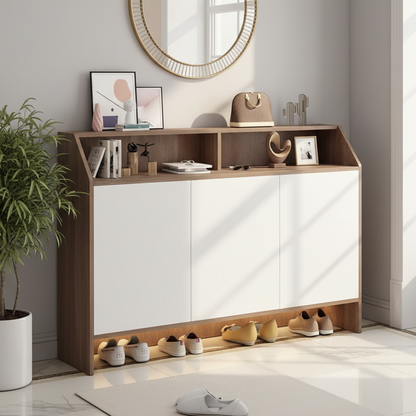 Shoe Closet White & Wooden - WSH87