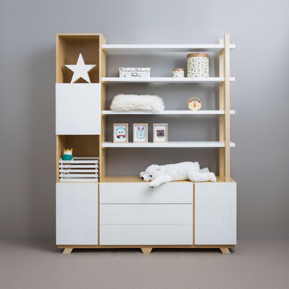 Display Unit White & Wooden - WDU42