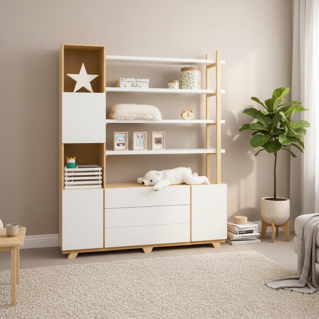 Display Unit White & Wooden - WDU42