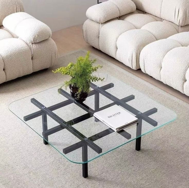 steel and Glass center coffee table 80×80×45 - AA29
