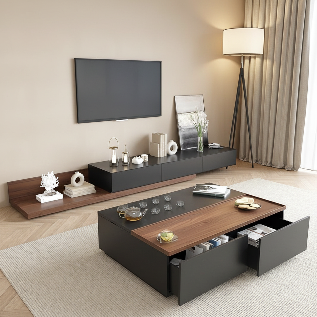 Living Room Set Black & Brown - 240 x 40 x 40 cm - TVCT24