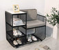 Steel shoe bench back and gray padding 100x50x90 - SR26