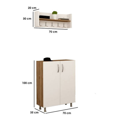 Shoe Closet White & Wooden 70 X 35 X 100 - WSH43