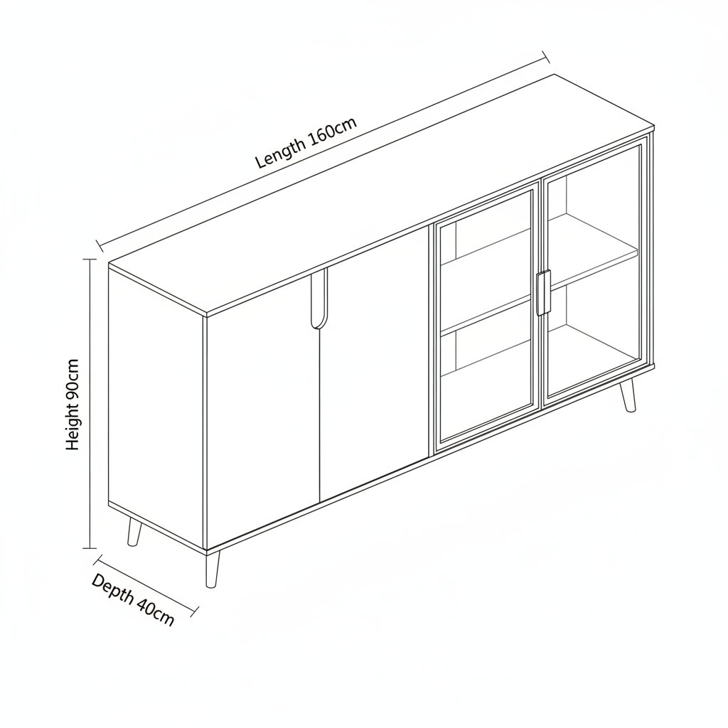 Buffet | White & Gold | 160 x 40 x 90 - BUF10