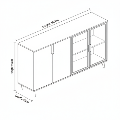 Buffet | White & Gold | 160 x 40 x 90 - BUF10