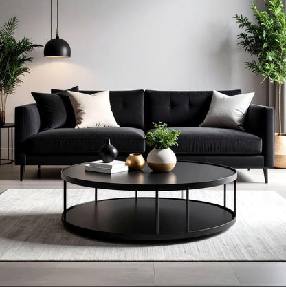 طاولة قهوة وسط مصنوعة من الفولاذ وخشب MDF مقاس 80×40 - AA37