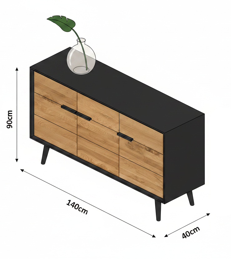 Buffet | Black & Wooden - BUF53