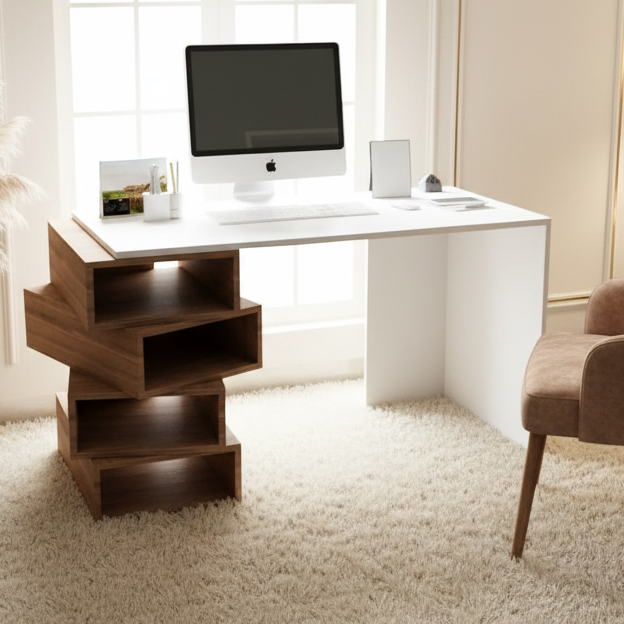 Desk Wooden & White - 120 x 50 x 80 cm - WDSK3