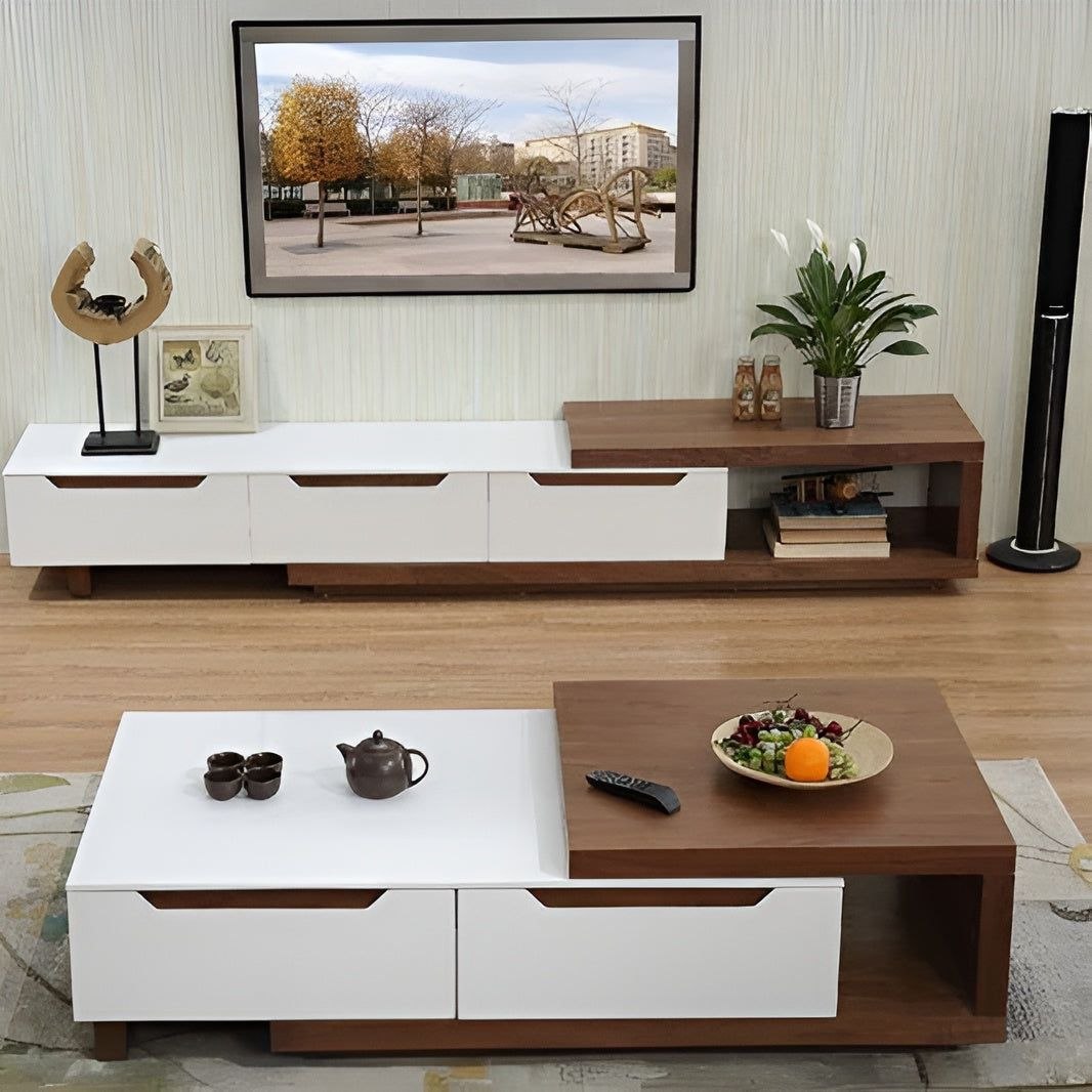 Living Room Set White & Brown - 190 x 40 x 40 cm - TVCT25