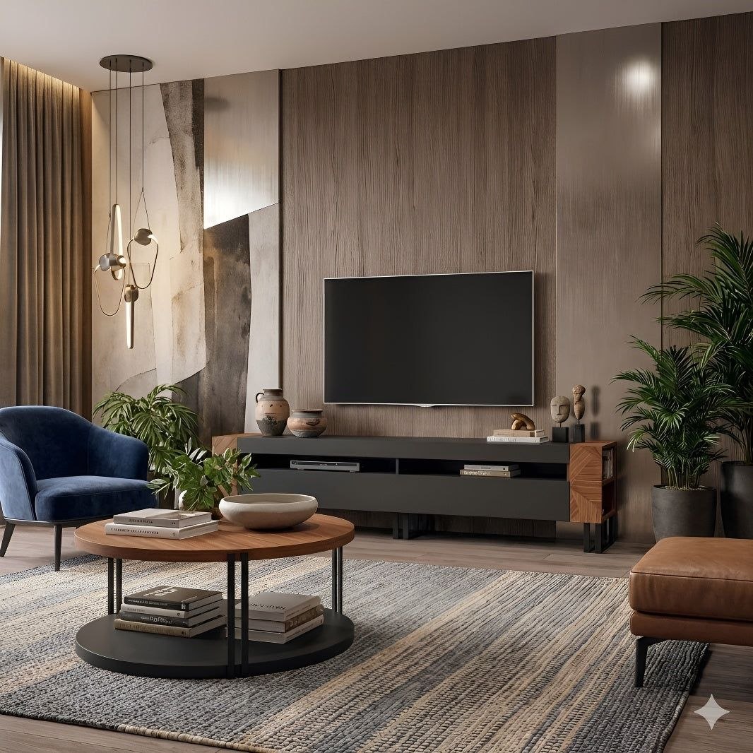Living Room Set Black & Brown - TVCT33