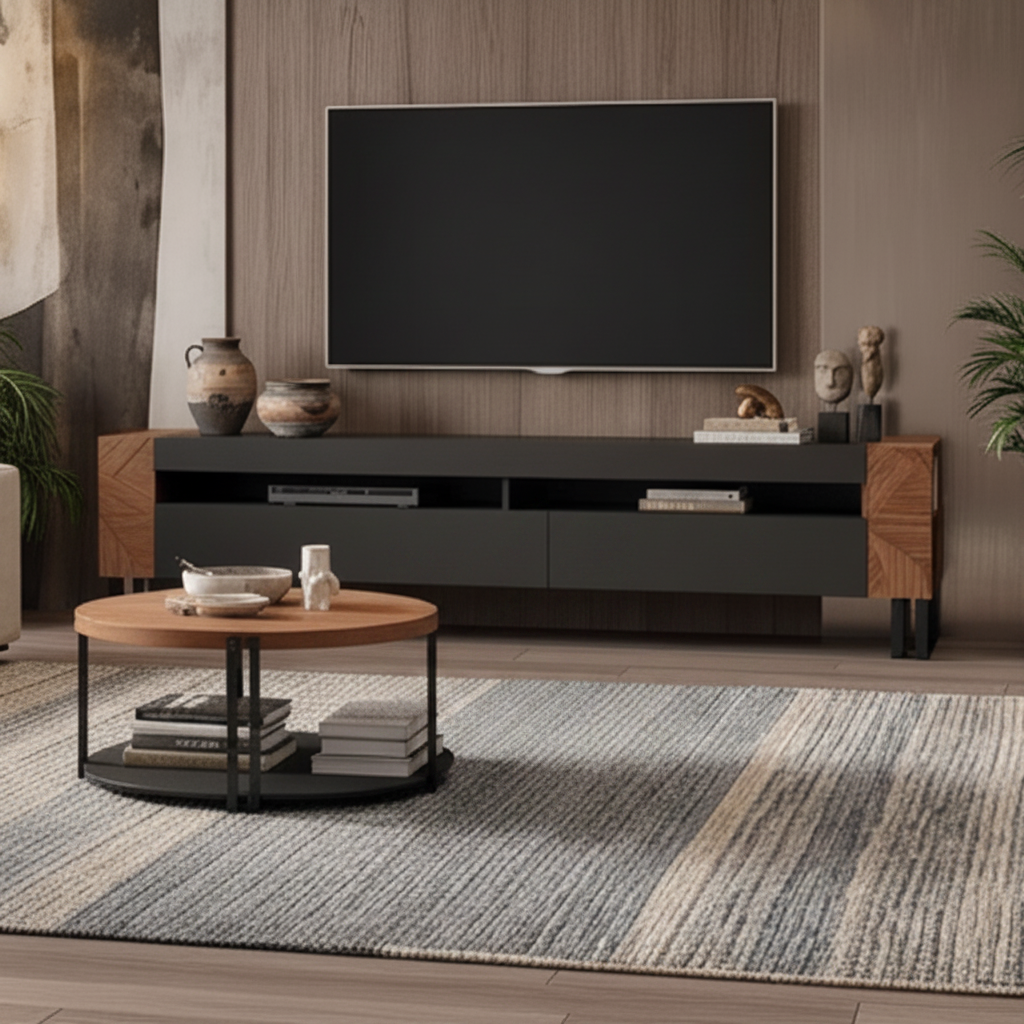 Living Room Set Black & Brown - TVCT33