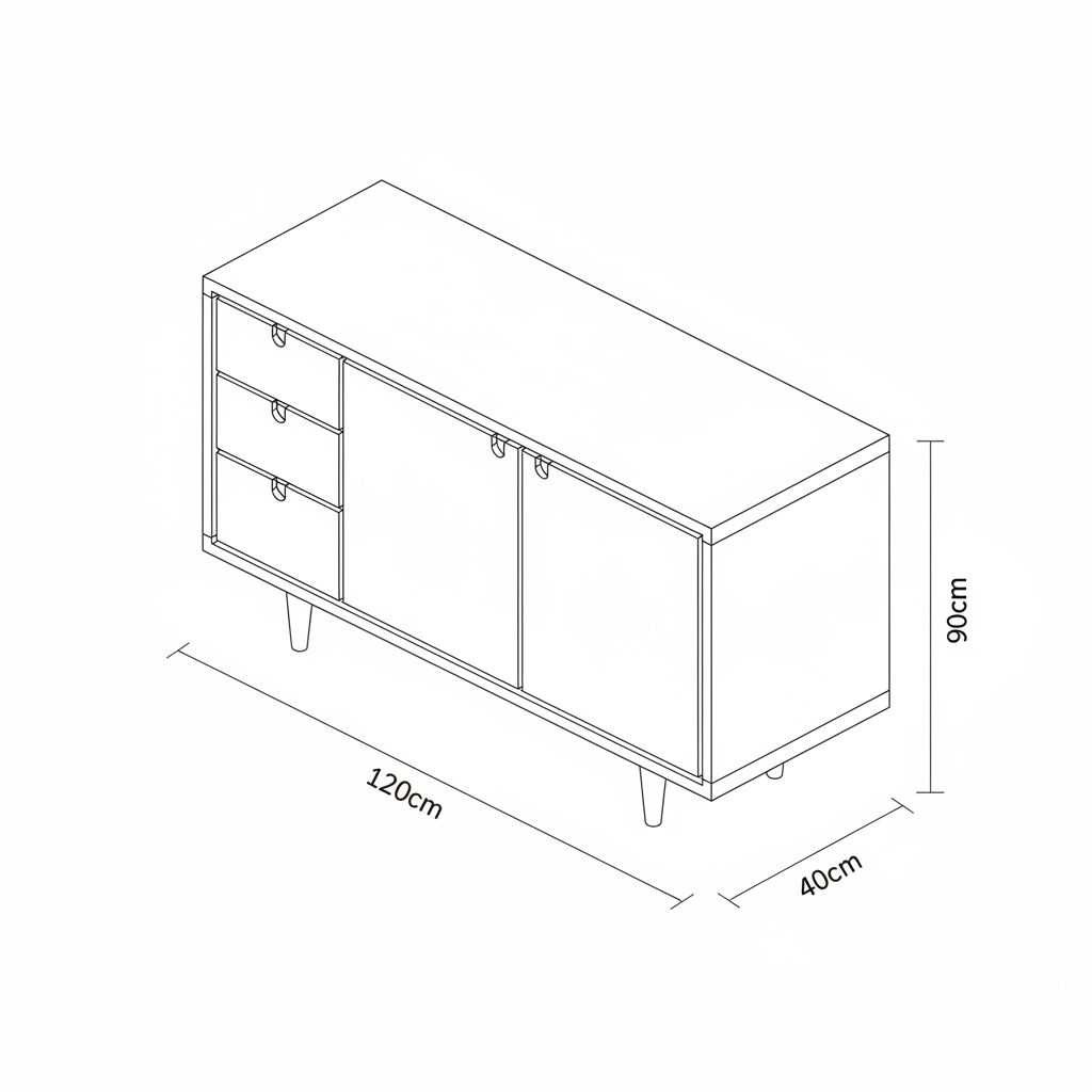 Buffet | Wooden | 120 x 40 x 90 - BUF12