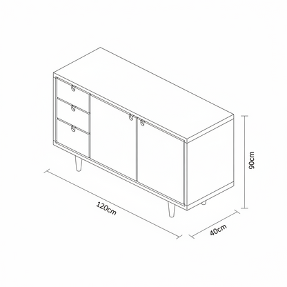 Buffet | Wooden | 120 x 40 x 90 - BUF12