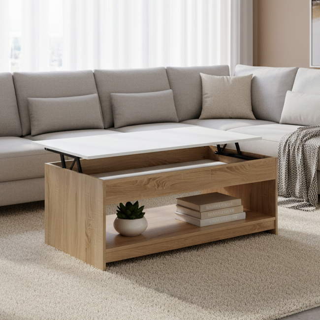 Table Unit White & Wooden - WCT48