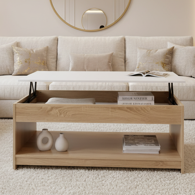 Table Unit White & Wooden - WCT48