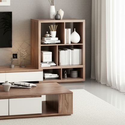Living Room Set Wooden & White - 300 x 40 x 40 cm - TVCT26