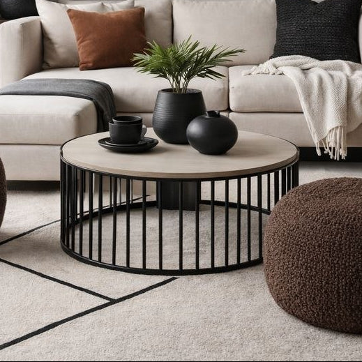 steel center coffee table and MDF wood 80×40 - AA46