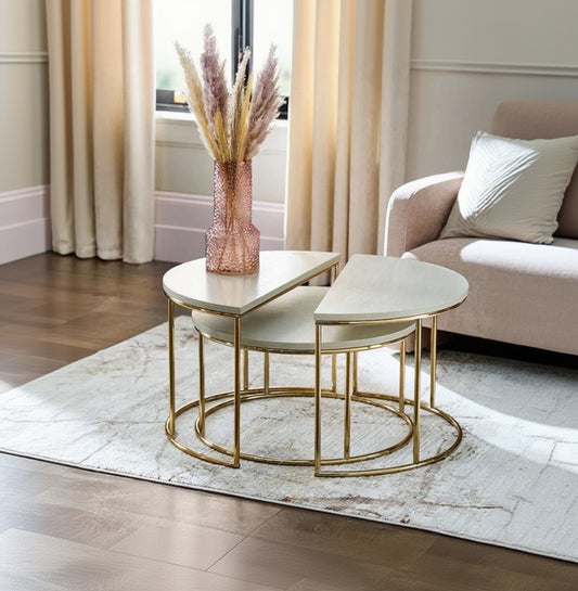stanless steel and MDF nesting and center coffee table gold - CC20