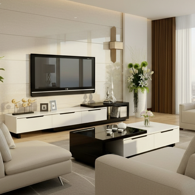 Living Room Set Black & White - TVCT34