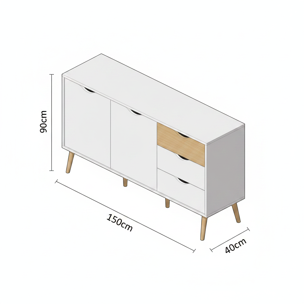 Buffet | White & Wooden - BUF55
