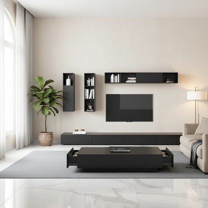Living Room Set Black - 240 x 40 x 40 cm - TVCT28