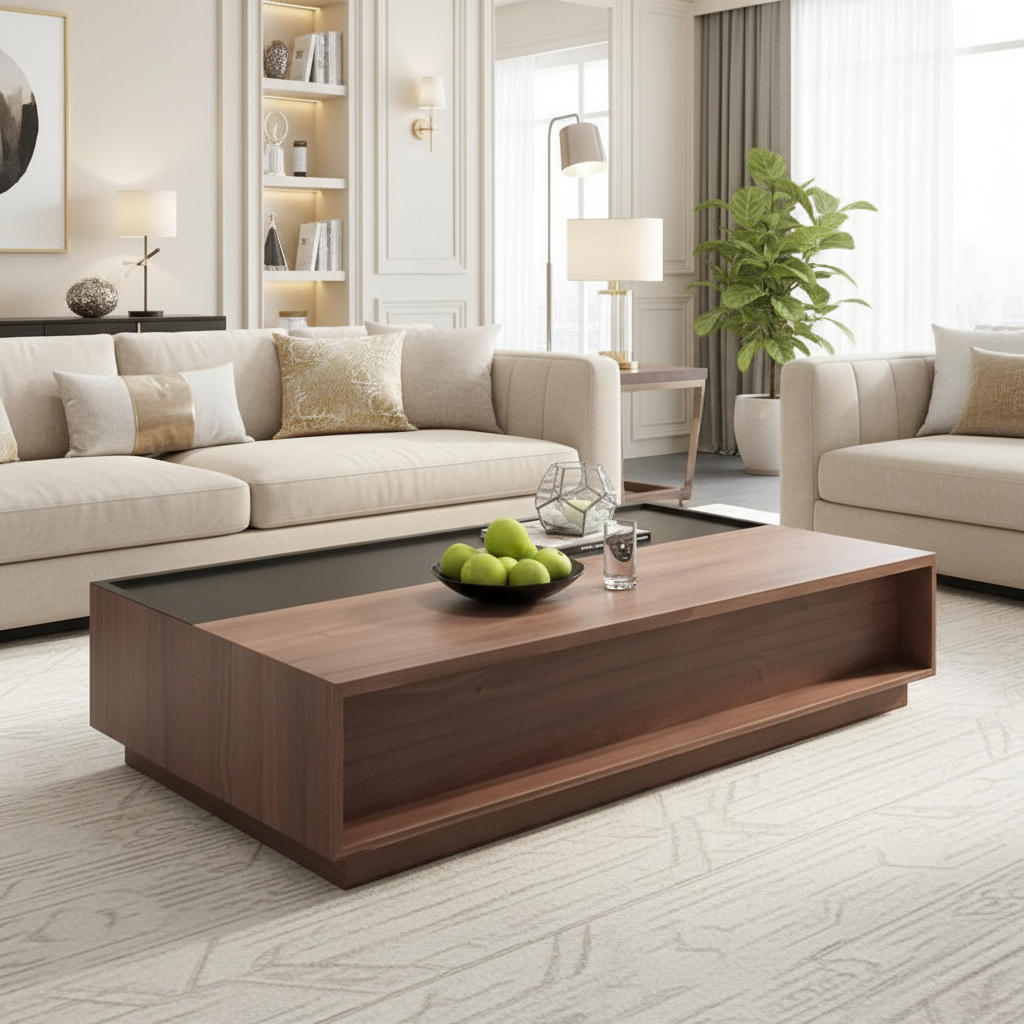 Living Room Set Black & Wooden TVCT35
