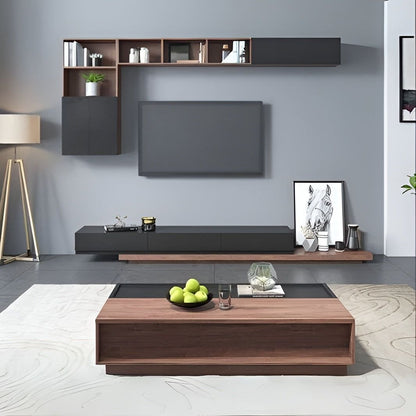 Living Room Set Black & Wooden TVCT35