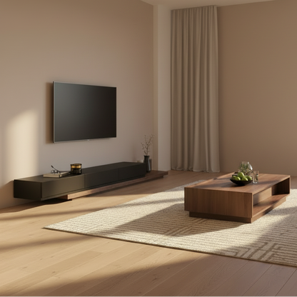 Living Room Set Black & Wooden TVCT35