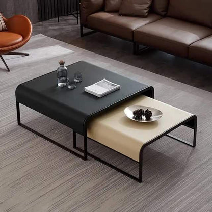 steel coffee nesting table white and biege 2 pieces - BB1