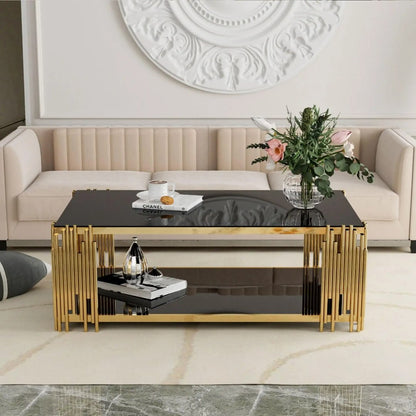 طاولة قهوة مركزية من الزجاج والصلب 100×60×45 - AA103