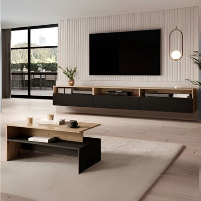 Living Room Set Black & Wooden - 160 x 40 x 40 cm - TVCT19