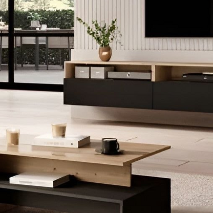 Living Room Set Black & Wooden - 160 x 40 x 40 cm - TVCT19